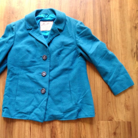 Vintage 60s Jacket 36"B Blue Green Spring Coat Blazer Made in Kowloon Hong Kong - Picture 9 of 10